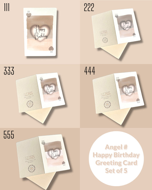 Angel # Happy Birthday Card - Set of 5